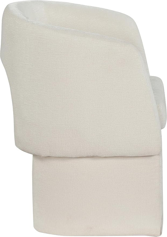 Meridian Furniture Emmet Collection Modern | Contemporary Dining Accent Chair with Rich Fabric, Steel Inner Frame, 26" W x 23.5" D x 30" H, Cream - LeafyLoom