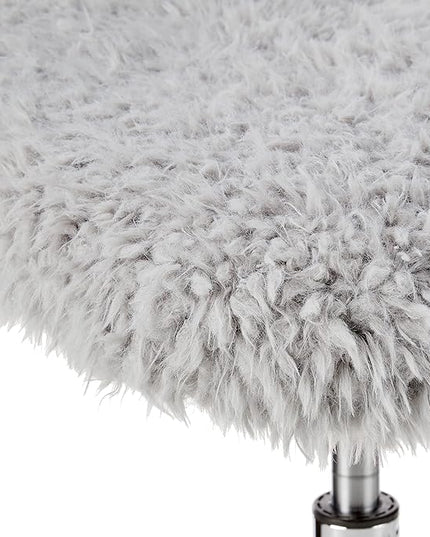 Faux Fur Rolling Task Chair, Gray - LeafyLoom