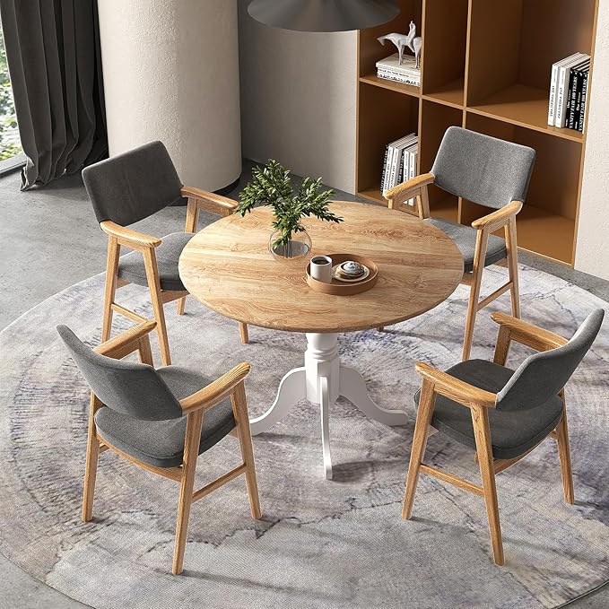 Round Dining Table, Natural - LeafyLoom
