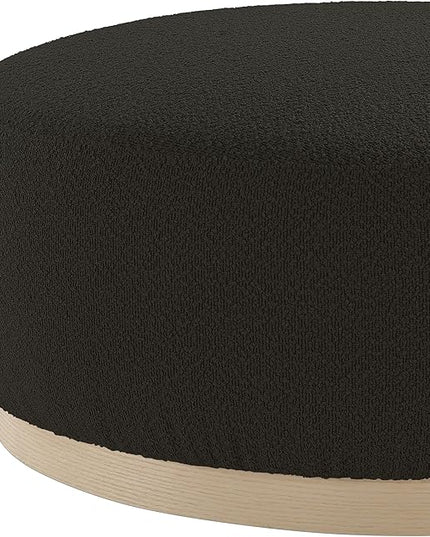 Round Ottoman Coffee Table, Modern Boucle Upholstered Center Table for Living Room Circle Accent Coffee Table for Bedroom Entryway Office - LeafyLoom