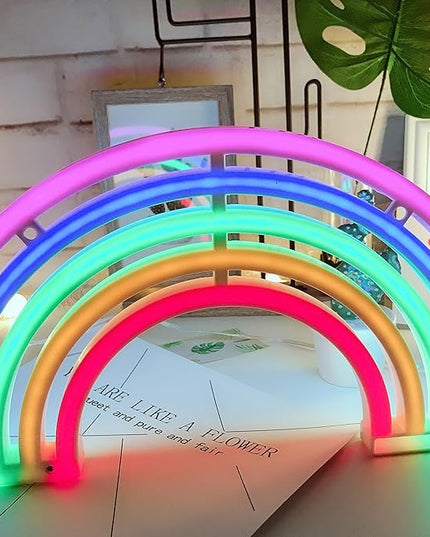 QiaoFei Rainbow Light Signs for Kids Gift LED Rainbow Neon Signs Rainbow Lamp for Wall Decor Bedroom Decorations Home Accessories Party Holiday Battery or USB Operated Table Night Lights - LeafyLoom