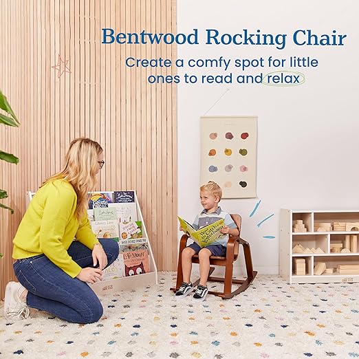 ECR4Kids Bentwood Rocking Chair, Kids Furniture, Dark Walnut - LeafyLoom