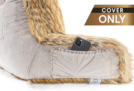 Husband Pillow XXL Cover Only - Ultra Rare Baby Amber Fox Backrest Pillowcase Set, 2-Tone Reversible Double Sided Fabulous Faux Fur Reading & Bed Rest, Thick Zippers,2 Sided Solid Fabric Neck Rolls - LeafyLoom