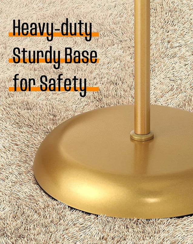 QiMH Industrial Floor Lamp for Living Room, Farmhouse Metal Standing Lamp, Modern Tall Lamp for Bedroom Office Minimalist Floor Lamps Home Decor(E26 Socket, Foot Switch), Brass Gold - LeafyLoom
