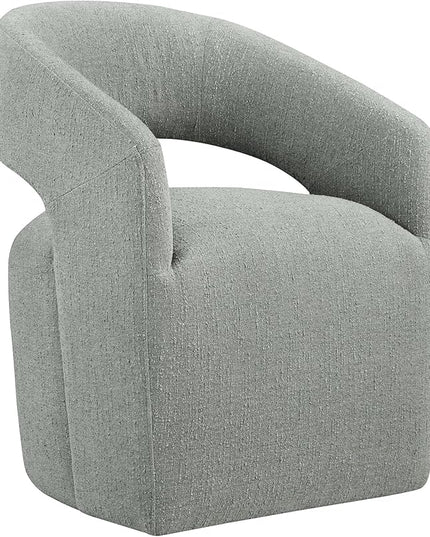 Dining Chairs with Casters Upholstered Modern Armchair with Rollers for Diningroom Bedroom Livingroom Reading Room, 32.25''H, Grey - LeafyLoom