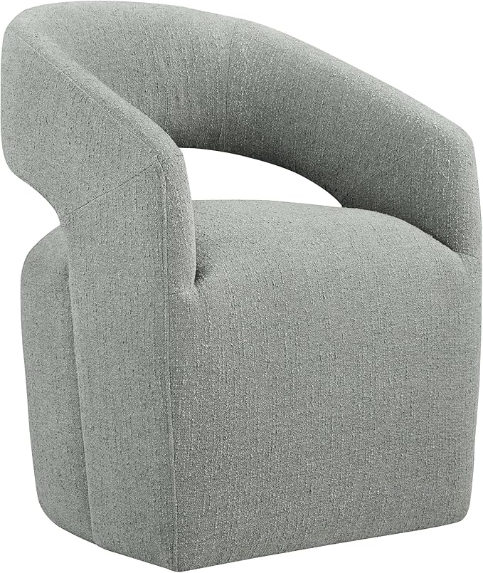 Dining Chairs with Casters Upholstered Modern Armchair with Rollers for Diningroom Bedroom Livingroom Reading Room, 32.25''H, Grey - LeafyLoom