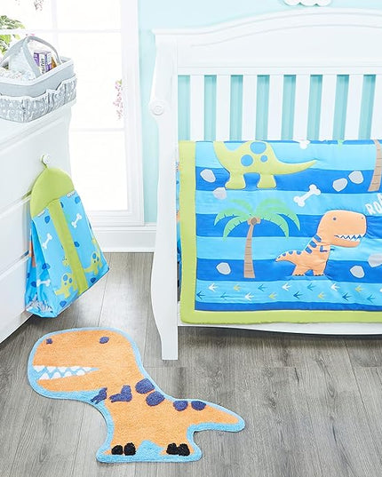Hand Tufted Dinosaur Bedroom or Bathroom Rug - 30x20 in; 100% Cotton Kids Bathroom Mat; Decorative Kids Area Rug - LeafyLoom