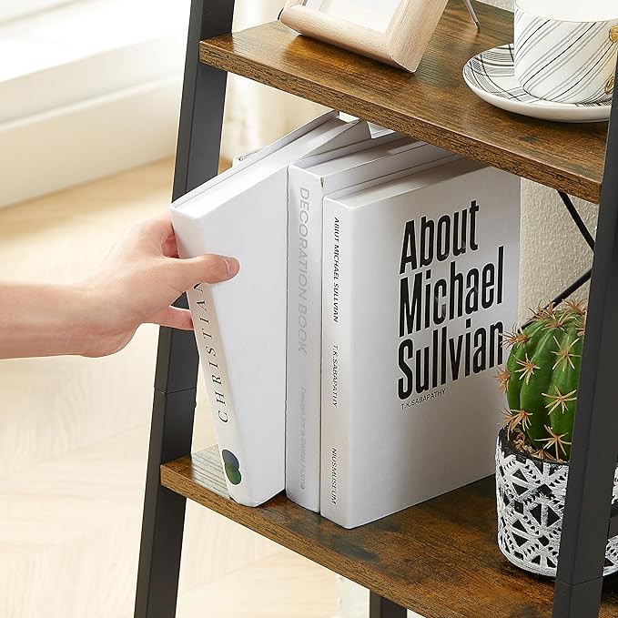 3 Tier Bookshelf, Industrial Bookcase Wood Storage Shelf with Metal Frame for Living Room, Bedroom and Office - LeafyLoom
