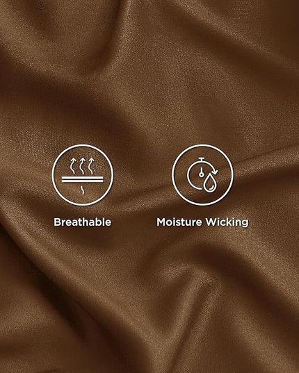 Bedsure Twin Sheets Set, Cooling Sheets Twin Size Bed Set, Rayon Derived from Bamboo, Twin Size Sheets, Breathable & Soft Bed Sheets, Hotel Luxury Silky Bedding Sheets & Pillowcases, Brown - LeafyLoom