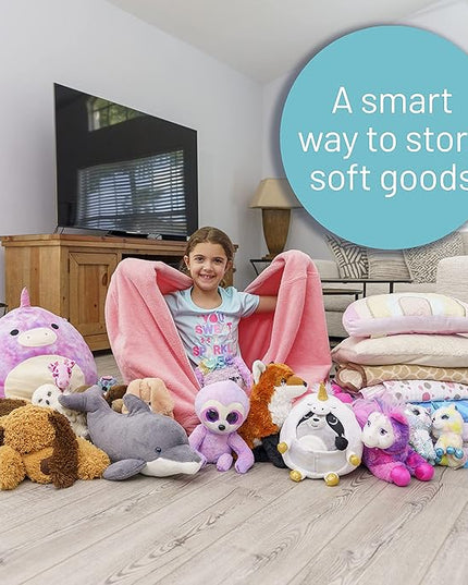EMMandSOPHIE Stuffed Animal Storage Bean Bag Chair-Kids Bean Bag Chairs-Bean Bag Chair Kids-Beanbag Chairs for Kids and Teens-Stuffed Animal Holder-Stuffed Animal Bean Bag Storag - LeafyLoom