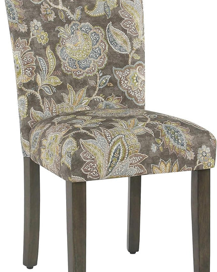 HomePop Parsons Classic Upholstered Accent Dining Chair, Set of 2, Multicolor Gray Floral - LeafyLoom