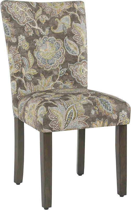 HomePop Parsons Classic Upholstered Accent Dining Chair, Set of 2, Multicolor Gray Floral - LeafyLoom