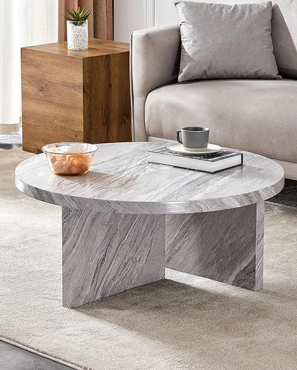 NicBex Modern Round MDF Material Circular Coffee Table with Texture, 31.4 Inch Contemporary Middle Table Modern Tea Table Suitable for Small Spaces, Living Room, Gray - LeafyLoom