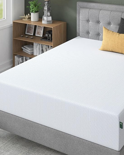 ZINUS 12 Inch Green Tea Cooling Gel Memory Foam Mattress, Queen, Fiberglass Free, Cooling Gel Foam, Pressure Relieving, CertiPUR-US Certified, Mattress in A Box, White - LeafyLoom