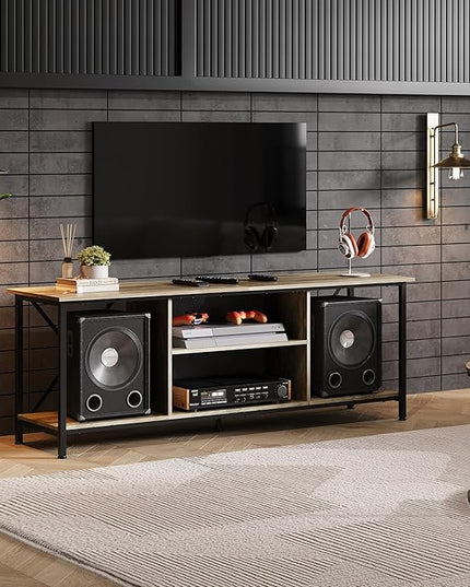 WLIVE TV Stand up to 65 Inch TV, 55" Entertainment Center, Industrial TV Console with Open Storage Shelf for Living Room and Bedroom, Gerige - LeafyLoom