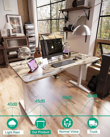 Monomi Height Adjustable Electric Standing Desk, 55 x 28 Inches Stand up Desk, Sit Stand Home Office Computer Desk, Maple - LeafyLoom