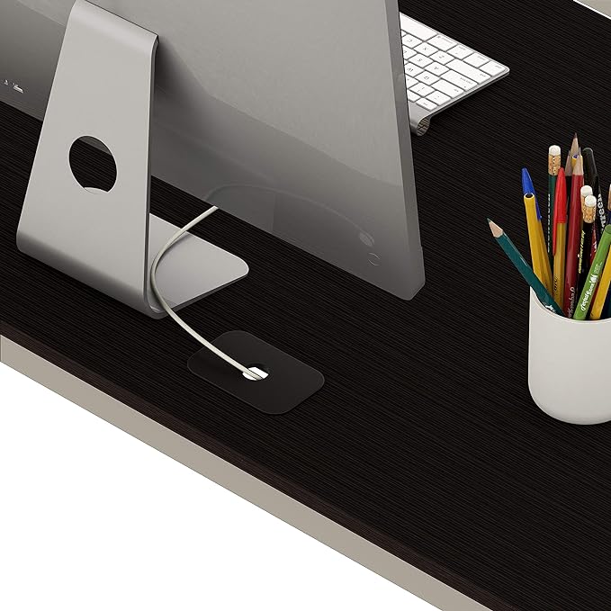 SHW Home Office 55"x60" Large L Shaped Corner Desk, 24" Deep, Espresso - LeafyLoom