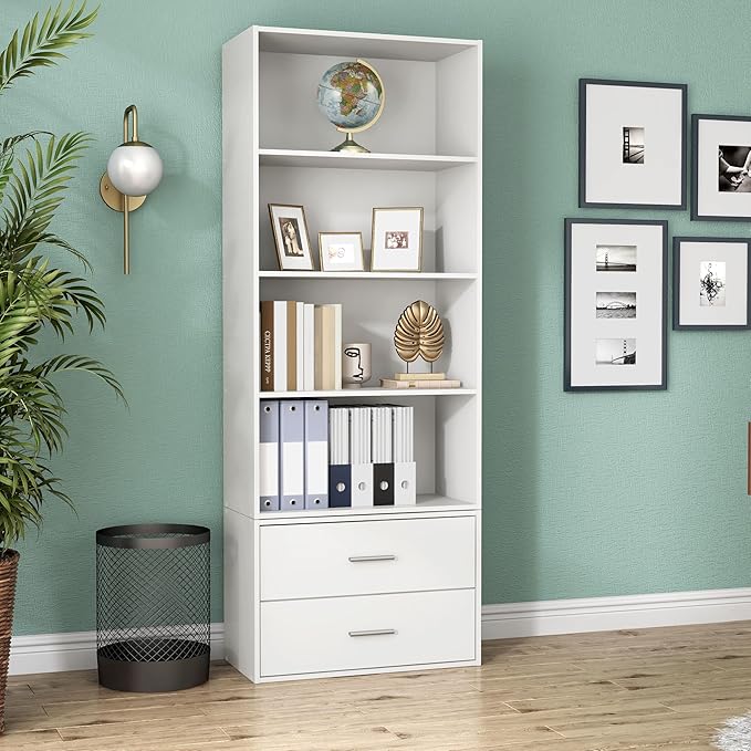 Apexa 4-Tier Cube Storage Organizer Shelves, Stackable Wood Bookcase Fits Cubby Bins for Organization, Dorm Teen Room Decor & Home Office, White - LeafyLoom