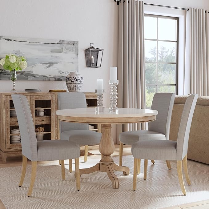 HomePop Classic Parsons Dining Chairs, Light Gray Woven(Set of 2) - LeafyLoom