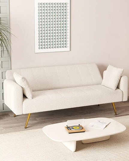 NicBex Sectional Couch Sofa with Folding Function Modern Sofa Bed Cloud Couch for Living Room Furniture Sets with Pillows and Metal Legs, Modular Sofa for Living Room, Bedroom, Apartment,71.7"L, White - LeafyLoom