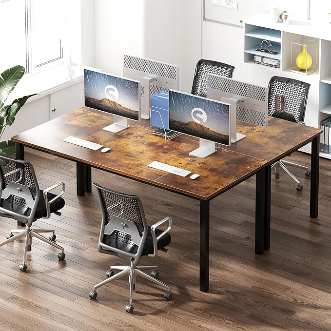 Need 70.8 Inch Executive Office Desk, Large Stylish Computer Desk, Simple Study Writing Desk, Workstation Business Furniture for Home Office, Rustic Brown - LeafyLoom