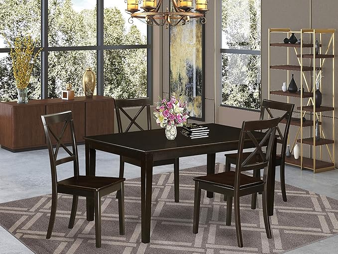East West Furniture CAB5S-CAP-W Capri 5 Piece Set Includes a Rectangle Dinner Table and 4 Kitchen Dining Chairs, 36x60 Inch - LeafyLoom