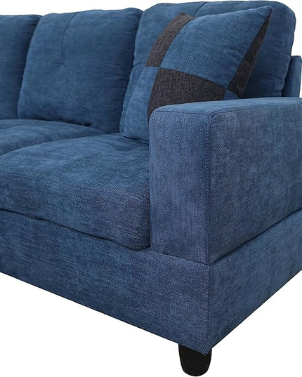 Sectional Sofa, Modern L-Shaped Modular Couch Upholstered 6 Seaters Sofa&Couch with Storage Ottoman, Living Room Furniture Set for Small Apartment, Blue-AD - LeafyLoom