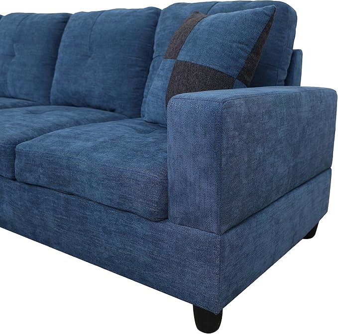 Sectional Sofa, Modern L-Shaped Modular Couch Upholstered 6 Seaters Sofa&Couch with Storage Ottoman, Living Room Furniture Set for Small Apartment, Blue-AD - LeafyLoom