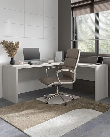 Bush Business Furniture Echo L Shaped Computer Desk, 72W, Gray Sand - LeafyLoom