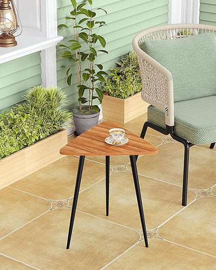 SAYGOER Walnut End Table Small Triangle Side Table Mid Century Night Stand Rustic Farmhouse Bedside Table,Retro Accent Sofa Table for Living Room Bedroom Easy Assembly,Walnut Oak - LeafyLoom