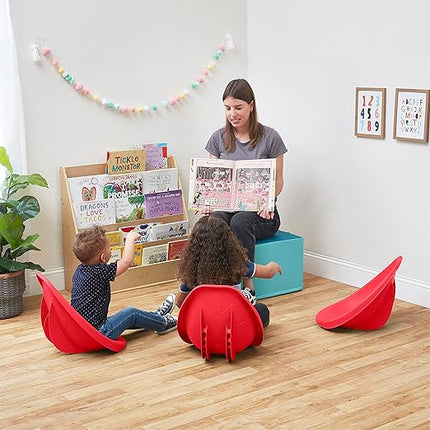 ECR4Kids Leaf Floor Seat, Rocker Chair, Red, 6-Piece - LeafyLoom