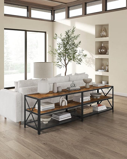VASAGLE TV Stand, TV Console for TVs Up to 75 Inches, TV Table, 70.1 Inches Width, TV Cabinet with Storage Shelves, Steel Frame, for Living Room, Bedroom, Rustic Brown and Black ULTV096B01V1 - LeafyLoom