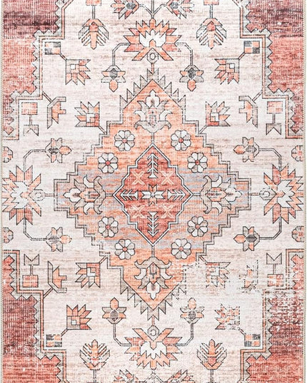 nuLOOM Dania Machine Washable Medallion Ultra Thin Runner Rug, 2' 6" x 8', Rust - LeafyLoom