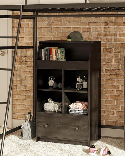 Ameriwood Home The Loft 2 Door Storage Tower, Large, Black Oak - LeafyLoom