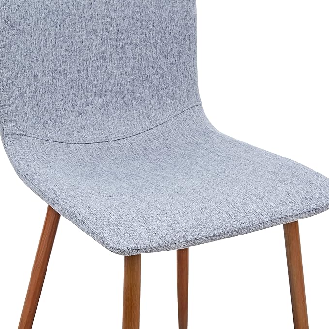 Wonder Comfort Set of 4 with Metal Legs, Fabric Armless Accent Dining-Room Chairs Side Seat, Gray Back, Grey - LeafyLoom