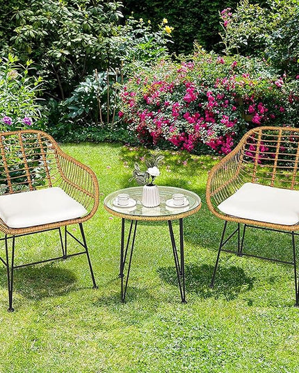 Bistro Table and Chairs Set of 2, OneSize, Pale Brown - LeafyLoom