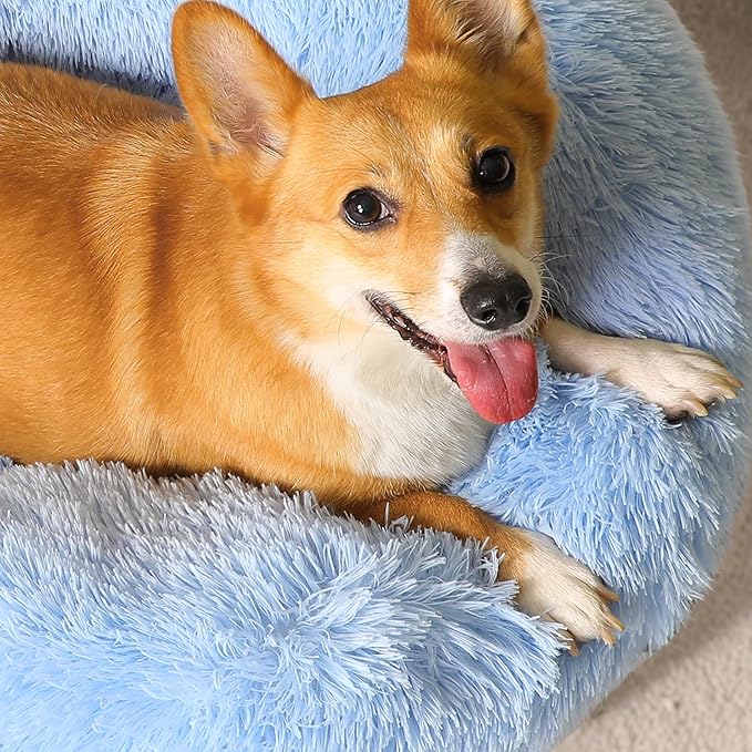 WESTERN HOME WH Calming Dog Bed & Cat Bed, Anti-Anxiety Donut Dog Cuddler Bed, Warming Cozy Soft Dog Round Bed, Dog Cat Cushion Bed for Small Medium Dogs and Cats WESTERNHOME
