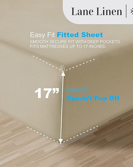 LANE LINEN 100% Egyptian Cotton Bed Sheets - 1000 Thread Count 3-Piece Twin Sheets Set, Long Staple Cotton Bedding Sheets, Sateen Weave, Luxury Hotel Sheets, Fits Upto 16' Mattress - Linen - LeafyLoom