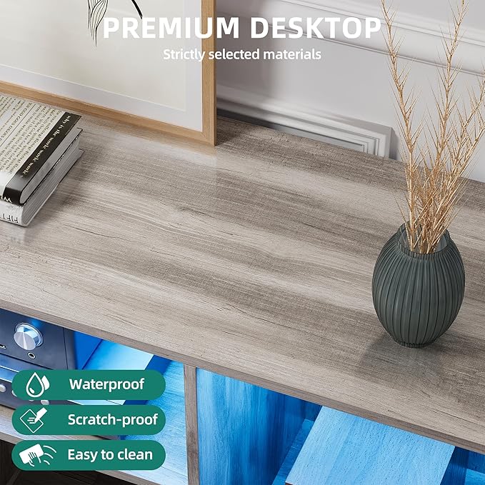 YITAHOME DIY TV Stand w/LED Strip, Modern Deformable Entertainment Center for 75/70/65/60/55/50/45 inch TVs, Gaming TV Consoles 2 Pieces Media Console for 300lbs for Living Room, Light Oak Grey - LeafyLoom