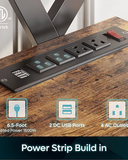 Bestier 70 Inch Gaming Tv Stands for Living Room with Power Outlet for TVs up to 75", Black Entertainment Center with Led Lights for Living Room Bedroom. Rustic Brown - LeafyLoom