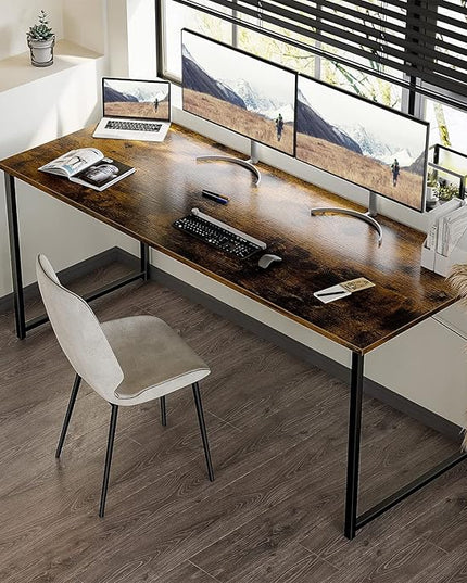 Coleshome 63 Inch Computer Desk, Modern Simple Style Desk for Home Office, Study Student Writing Desk, Vintage - LeafyLoom