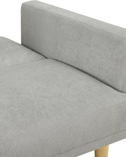 Folding Futon Sofa Tapered Wood Legs,Modern Space Saving Couch,Easily Converts to Single Bed,Easy Assembly,Multi-Functional Loveseat Ideal for Small Home Living Room,Grey, 76" - LeafyLoom