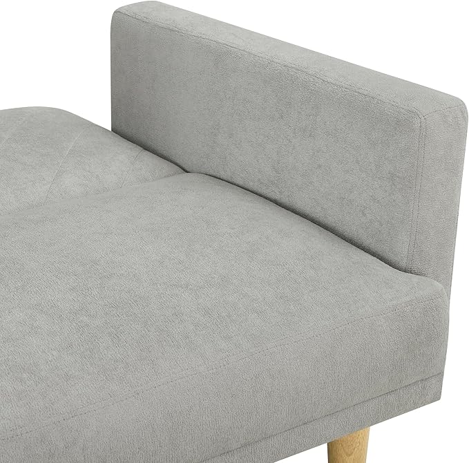 Folding Futon Sofa Tapered Wood Legs,Modern Space Saving Couch,Easily Converts to Single Bed,Easy Assembly,Multi-Functional Loveseat Ideal for Small Home Living Room,Grey, 76" - LeafyLoom
