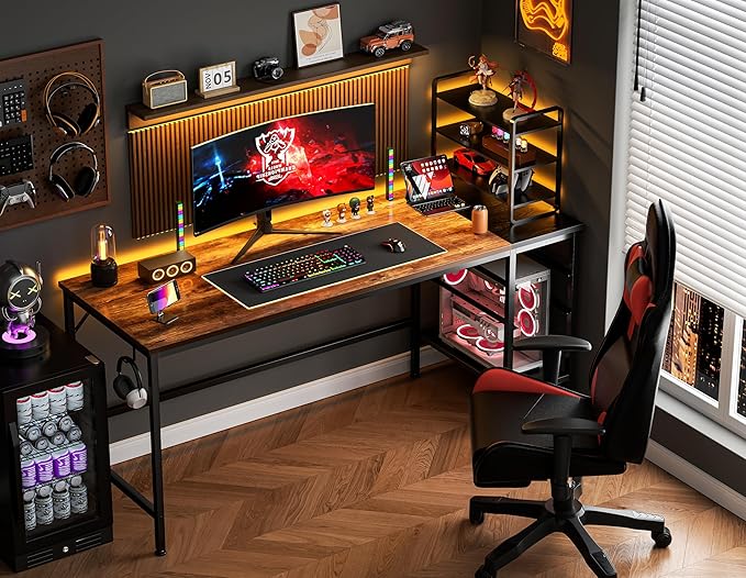 HOMIDEC Office Desk, Computer Desk with Drawers 63" Study Writing Desks for Home with Storage Shelves, Desks & Workstations for Home Office Bedroom - LeafyLoom