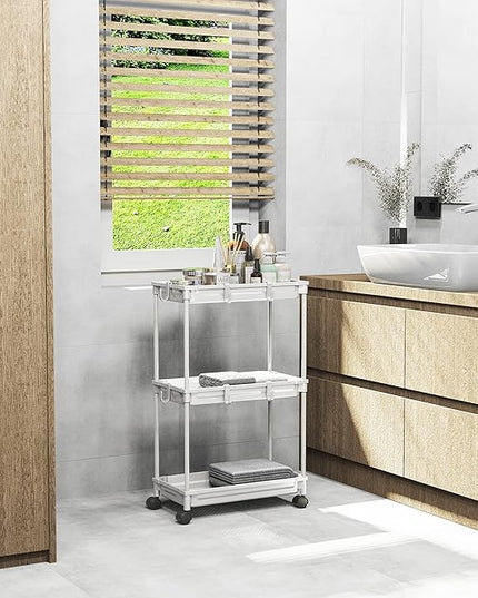 Simple Houseware Standard 3-Tier Slim Rolling Storage Cart, White - LeafyLoom