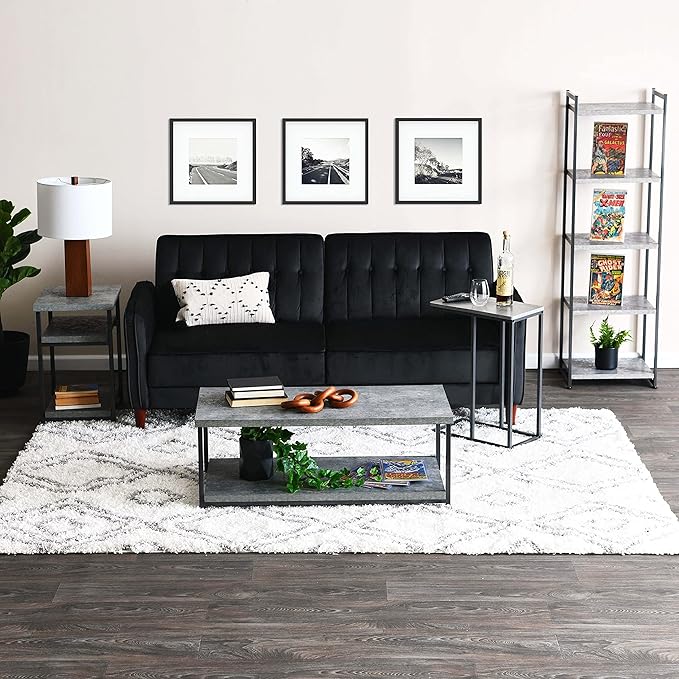 Household Essentials 5 Tier Storage Tower Shelves – Slate with Black Frame (8095-1) - LeafyLoom