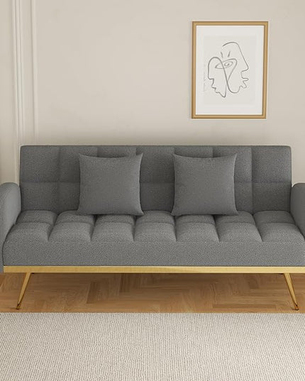 NicBex Sectional Couch Sofa with 2 Throw Pillows Sofa Bed Cloud Couch for Living Room Furniture Sets with Removable Comfortable Armrest, Modular Sofa for Living Room, Bedroom, Apartment,69" L, Gray - LeafyLoom