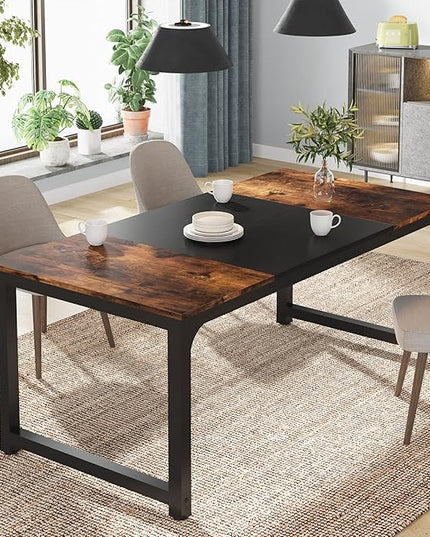 Tribesigns Modern Computer Desk, 63 x 31.5 inch Large Office Desk Computer Table Study Writing Desk Workstation for Home Office, Vintage Black Metal Frame - LeafyLoom