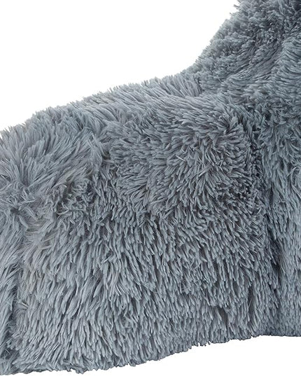 Klear Vu Shaggy Reading Pillow Back Rest Body Pillow for Adults and Kids, Lumbar and Arm Support on Bed, Chair, Couch, Sofa and Floor, 30" x 21", One Size, Cool Gray - LeafyLoom