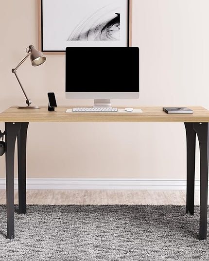 Home Office Computer Desk 47.2x23.6 inch gaming Desk, Modern and Minimalist home office desk, Home Office Desks, Study Desk, Craft table Black Metal Designed Frame, Natural Board color. - LeafyLoom